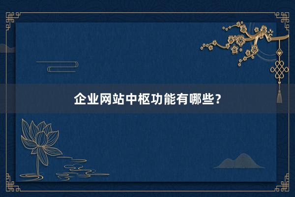 企业网站中枢功能有哪些？