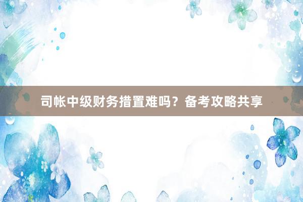 司帐中级财务措置难吗？备考攻略共享