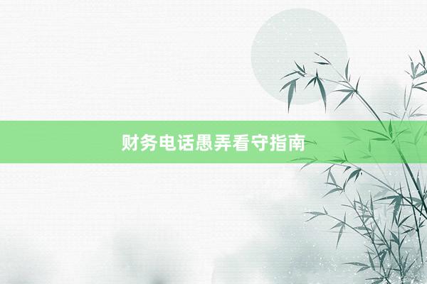 财务电话愚弄看守指南